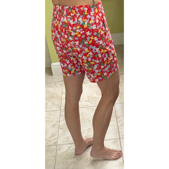 Talbots Girlfriend Chino Shorts red Floral Print Size 2 petite Cottage core - Picture 5 of 6